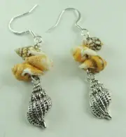Silver Color Shell Earrings with Sea Shells Handmade Ocean Beach Jewelry