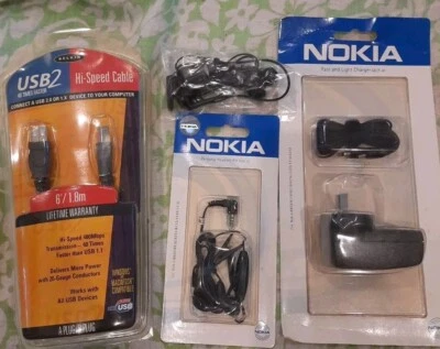 Nokia Headset HDC5 +ACP8 Charger Sealed Box HS47 Headset Belkin USB New Old Stox
