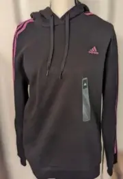 Adidas Essential 3-Stripes Full-Zip Hoodie Sweatshirt Black Purple SMALL CL21