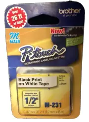Brother P-Touch Labeling Tape 1/2” M-231 Black on White