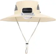 [Generic] Solar Fan Sun Hats for Kids, Hat with Fans Adjustable Children Cap Breathable Cooling Quick Dry for Hiking Gardening Camping Beach Trips Travel Fishing
