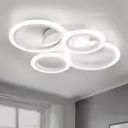 Modern LED Flush Mount Ceiling Light, 4 Rings White Close to Ceiling Light, Ligh