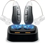 JINGHAO Hearing Amplifier Aids Rechargeable for Seniors Adults Auto Power on off with Portable Charging Case