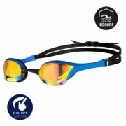 Arena Cobra Ultra Swipe Indoor Swimming Goggles, Yellow-Copper-Blue, Racing Swim
