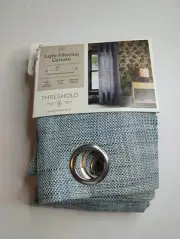 1pc Light Filtering Textured Weave Curtain Panel Blue 50 x 84 - Threshold