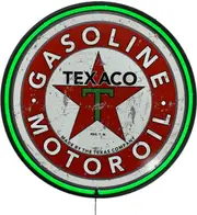 LARGE TEXACO Motor Oil Gasoline Bar Garage Wall Light Sign Green Neon