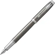 PARKER IM Fountain Pen, Premium Dark Espresso Chiselled, Medium Nib with Blue Ink Refill, Gift Box (1931680)