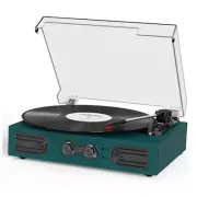 Vinyl Record Player with Built-In Speakers 3-Speed Vintage Record Player Green