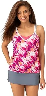 [Free Country] Women's Sparkling Space Dye V-neck Blouson Tankini Top