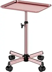 Salon Tray Cart Tattoo Tray Rolling Tray Spa Tray, Dental Tray Height Adjustable, Salon Tray on Wheels Hairstylist Salon Trolley Cart,Rose Gold