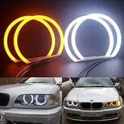 Switchback Dual Color White/Amber 131MM Halo Rings Cotton Light SMD LED Angel Eyes For BMW E36 E38 E39 E46 M3 3,5,7 Series