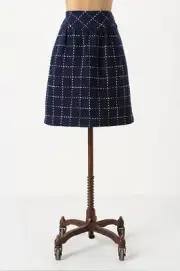 NWT Anthropologie Converging Bits Grid Pattern Wool A-Line Skirt Size 6 8