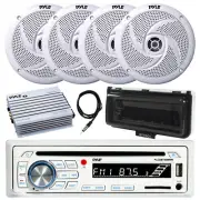 Pyle Bluetooth Marine CD Radio, Cover, Amp, Antenna, 4x 6.5" 240W Boat Speakers