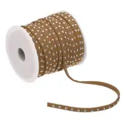 65.6ft Studded Faux Suede Cord Rope 5mm with Rivets, Brown Silver