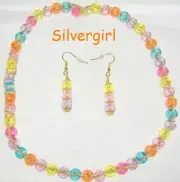 Just for Fun Colorful Gold Cord Plastic Beaded Necklace