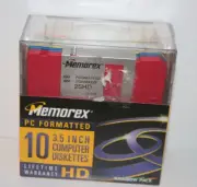 NEW VTG Memorex PC Formatted 3.5 Inch Coputer Diskettes HD Pack of 10 Rainbow