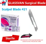 Surgical Scalpel Blade, #21, Sterile Baldes, Stainless .015" Thick MYCO GLASSVAN
