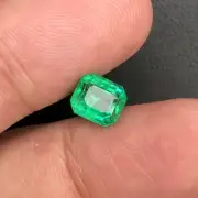Natural Vibrant Green Emerald Faceted Octagon Loose Gemstone 1.99 Carat