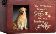 Pet Memorial Urn, Large Wooden Urn,Wooden Pet Funeral,Keepsake Memory Box,with Photo Frame,Commemorative Box,Loss Cat or Dog Memorial Remembrance(Red)