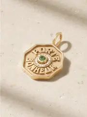 [Marlo Laz] Marlo Laz - Porte Bonheur Mini 14-karat Gold, Tourmaline And Diamond Pendant - One size One size Gold