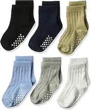 [Jefferies Socks] Non-skid Rib Cotton Crew Socks 6 Pair Pack Sockshosiery