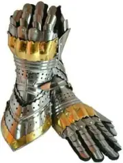 Brass Gauntlet Gloves Knight Crusader Steel Armor Larp Costume Medieval Accents