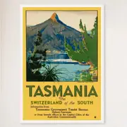 Galrie Tasmania Vintage Travel Poster - Discover the Switzerland of the South, White Frame, A4 21 x 30cm (8 x 12inch)