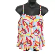NWT Torrid Womens 2X Cami Tank Top Peplum Crinkle Gauze Square Neck Multicolor