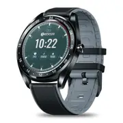 1.3Inch Smart Watch Full-Round Touch Screen Blood Pressure Heart Rate Monitor Female Physiological Check Countdown Stopwatch Silicone+Leather Band Black