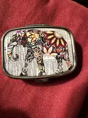 Love This Two Compartment Pill/meds Square Colorful Elephant Container