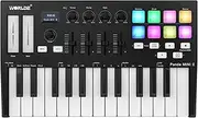 LAPOOH Panda Mini II Portable 25-Key USB MIDI Keyboard Controller with 8 RGB Backlit Trigger Pads 4 Assignable Control Knobs 4 Assignable Sliders