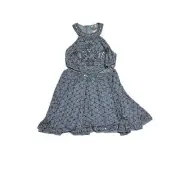 ASOS Blue Beaded High Neck Mini Dress with Cut Outs Sequins Beading Size 14 NWT