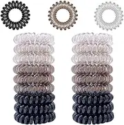 Pack of 12 Spiral Hair Bobbles Telephone Cable Hair Bands for Women & Girls Elastic Hair Scrunchies for Curls & Straight Hair Perfect for Everyday Sports & Styling