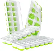 DOQAUS Ice Cube Trays 4 Pack, 56 pcs Silicone Ice Cubes Tray Maker with Spill-Resistant Removable Lid, Easy Release & Pop out, LFGB and BPA Free, Stackable Flexible, for Soup. Food, Cocktail, Coffee