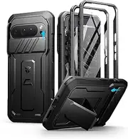 [Dexnor] for Google Pixel 9 Pro XL Case with Built-in Slide Camera Cover & Screen Protector & Kickstand, Heavy-Duty Shockproof Rugged Case Full-Body Bumper Protective Cover - Black