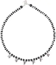 [Tongari] 925 Pure Silver Anklet With Black Crystal & Silver Beads For Women Single Piece Design-13, Free, Sterling Silver, no gemstone