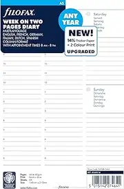 Filofax A5 Week to View Any Year undated Diary,White