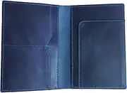 [STAR VISTA] Albatross Leather Travel Passport Holder, Minimalist Design, Full Grain Leather Case for Women and Men - Slim Passport Wallet, Bifold, RFID Blocking, Navy Blue
