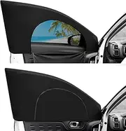 Ovege Car Window Shade-Side Window Sun Shade Breathable Mesh-Zipper Car Window Cover Screen-Car Camping Privacy Universal Fit for Most(95%) of Cars Front Seat 2pcs (Front Side Medium)