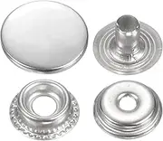 uxcell 60 Sets Press-Stud Cap Buttons 17mm Metal Snap Fastener Alloy Sew-on Snap Buttons for Bag Leather Marine Boat Canvas, Silver