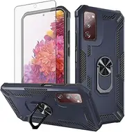 [Asuwish] Phone Case for Samsung Galaxy S20 FE 5G 6.5 inch with Tempered Glass Screen Protector Magnetic Ring Holder Cell Cover S 20 EF UW 2022 S20FE5G S20FE 20S S2O Fan Edition 4G G5 Women Men Blue