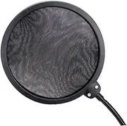 Mikinona 1 Set Double Layer Microphone Wind Screen Filter with Adjustable Mount and Flexible Holder Black Noise Reduction Shield for Recording Compatible with USB Microphones