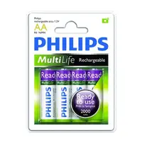 在飛比找順發線上購物優惠-PHILIPS 飛利浦 3號低自放2000mAh充電電池4入