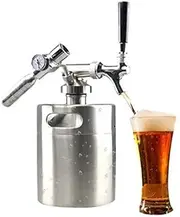 NutriChef Pressurized Growler Tap System - Stainless Steel Homebrew Mini Keg Dispenser Portable Kegerator Kit - Co2 Pressure Regulator Keeps Carbonation for Craft Beer, Draft - AZPKBRTP50 (64 oz)