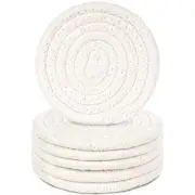6PCS White Absorbent Coasters for Drinks, 3.5Inch Woven Coasters Drink