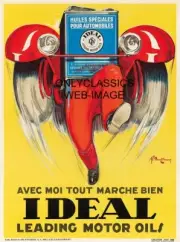 1929 IDEAL MOTOR OIL BERCKMANS ART POSTER FANTASTIC GRAPHICS AUTOMOBILIA OLD CAR