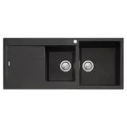 OLIVERI Santorini 1 & 3/4 Bowl Topmount Sink With Drainer - Black ST-BL1512OF