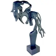 Unique Handmade Modern Abstract Sculpture of Couple Faces in Black Aluminium and Plywood Artistic Decorative Home Accent NEW