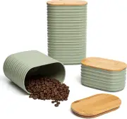 3 Pcs Olive Green Canisters Sets for the Kitchen, Airtight Plastic Canister with