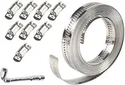 304 Stainless Steel Hose Clamp Worm Gear Band Hose Clamps for Worm Gear Hose 3.5m with 8 fastener, Fastener 45x16x11mm
